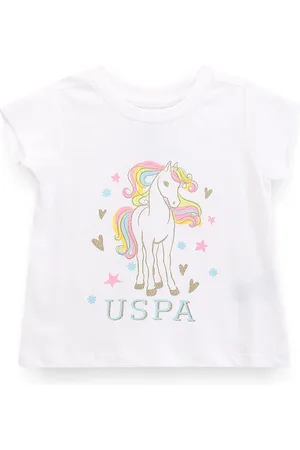 Ralph Lauren Girls Graphic Printed Cap Sleeves Pure Cotton T-shirt