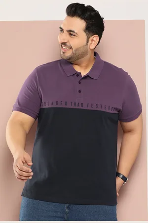 Sztori Men Plus Size Colourblocked Polo Collar Pure Cotton T-shirt