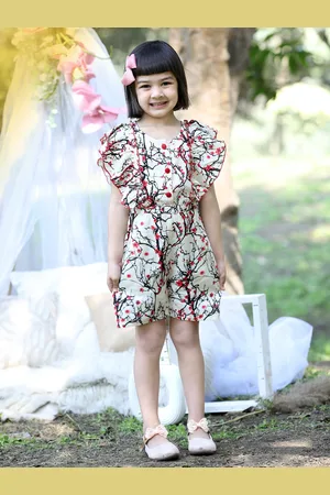 Cutiekins Girls Floral Printed Ruffles Playsuit