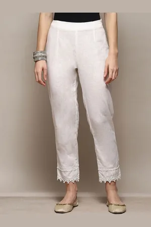Biba Women Relaxed Straight Leg Fit Cotton Parallel Trousers
