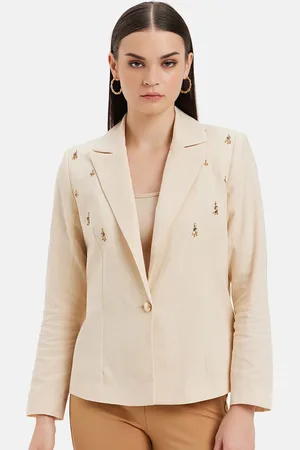 Kazo Embellished Single Breasted Linen Blazer