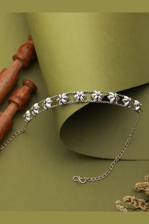 Jazz and Sizzle German Silver Silver Plated Oxidised Necklace