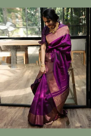 Kalini Ethnic Motifs Woven Design Zari Detailed Banarasi Saree
