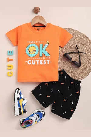 Toonyport Boys Typography Printed Pure Cotton Top with Shorts