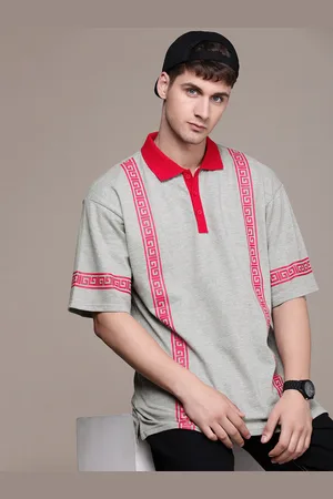 Moda Rapido Geometric Printed Polo Collar Drop-Shoulder Sleeves T-shirt