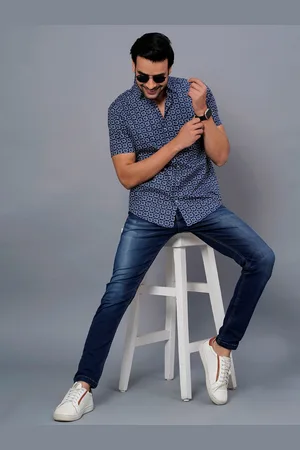Jaipur Standard Opaque Geometric Printed Cotton Casual Shirt