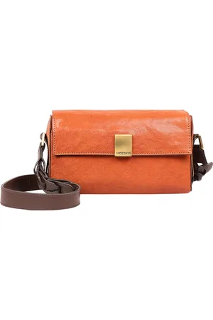 Hidesign Orange Leather Structured Sling Bag