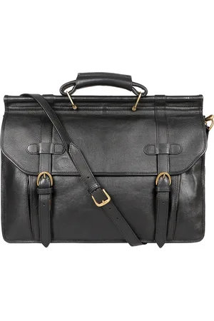 Hidesign Men Black Solid Messenger Leather Bag