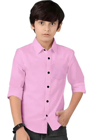 BAESD Boys Cotton Spread Collar Curved Regular Fit Casual Shirt