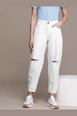 Moda Rapido Women Mom Fit Pure Cotton Slash Knee Jeans