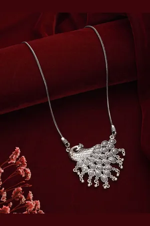 Jazz and Sizzle German Silver Silver Plated Oxidised Necklace