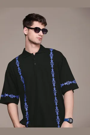 Moda Rapido Pure Cotton Ethnic Printed Polo Collar Drop-Shoulder Sleeves T-shirt