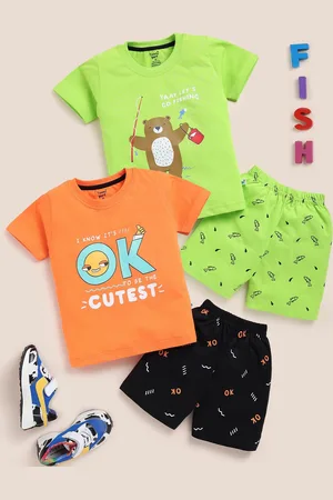 Toonyport Pack Of 2 Boys Graphic Printed Pure Cotton T-shirt with Shorts