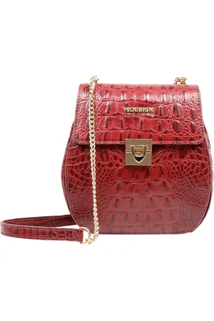Hidesign Women Red Textured Leather Structured Sling Bag