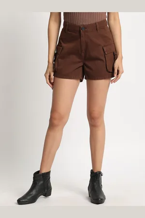 Bene Kleed Women Regular Fit High-Rise Cargo Shorts
