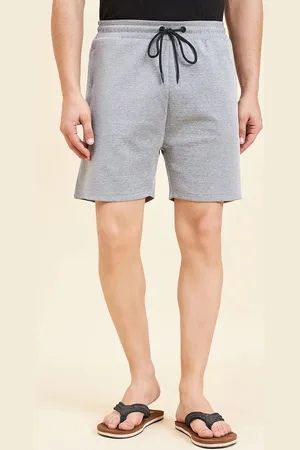 Sweet Dreams Men Grey Melange Mid-Rise Lounge Shorts