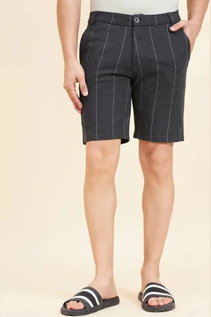 Sweet Dreams Men Charcoal Striped Mid-Rise Lounge Shorts