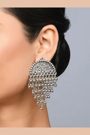 Fida Silver-Plated Geometric Drop Earrings