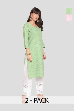 Kalini Pack Of 2 Embroidered Sequined Cotton Kurtas