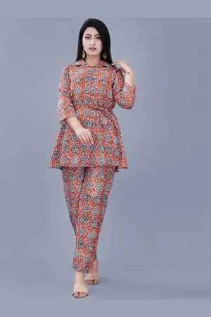 AO Services Ethnic Motifs Printed Shirt Collar Co-Ords Set
