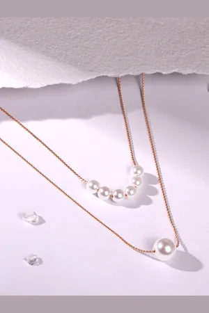 Asmitta Jewellery Rose Gold Plated Artificial Beads Layered Necklace