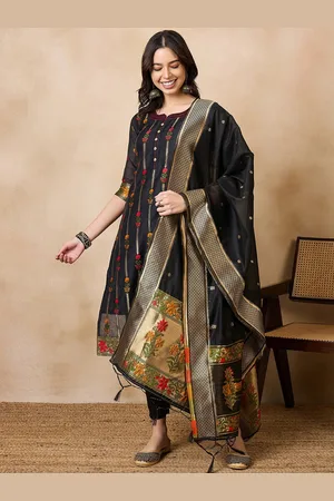RAJGRANTH Regular Chanderi Cotton Kurta with Trousers & With Dupatta