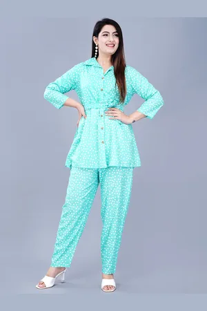 AO Services Polka Dot Print Shirt Collar Co-Ords Set