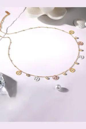 Asmitta Jewellery Gold Plated CZ Studded Necklace Chain