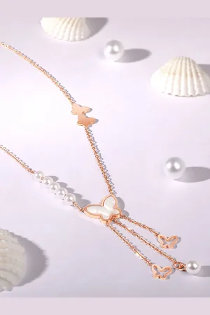 Asmitta Jewellery Rose Gold-Plated Cubic Zirconia Studded & Beaded Pendants with Chains