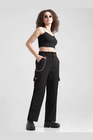 ONLY Women High-Rise Cargo Trousers With Chain