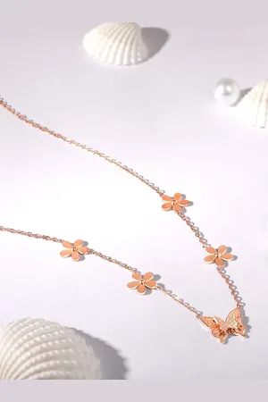 Asmitta Jewellery Rose Gold Plated Artificial Stones Necklace