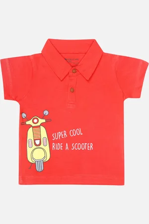 BodyCare Boys Typography Printed Polo Collar Cotton T-shirt