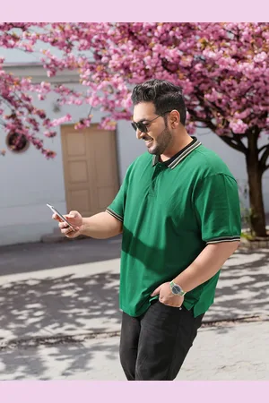 Sztori Men Plus Size Polo Collar Pure Cotton Relaxed T-shirt