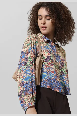 ONLY Floral Printed Mandarin Collar Long Sleeves Casual Shirt