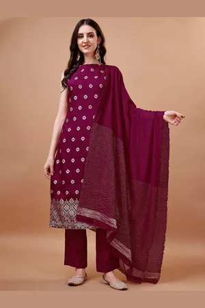 Hinayat Fashion Floral Woven Design Pure Silk Kurta With Trouser & Dupatta