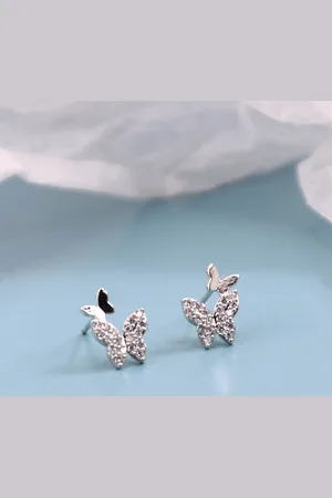 FIMBUL Silver-Plated Stainless Steel Zircon Classic Stud Earrings
