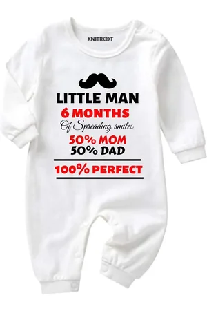 KNITROOT Infant Kids White Printed Cotton Romper