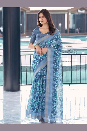 Kalini Floral Printed Zari Detailed Saree