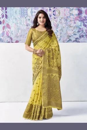 Mitera Ethnic Motifs Woven Design Zari Silk Cotton Banarasi Saree