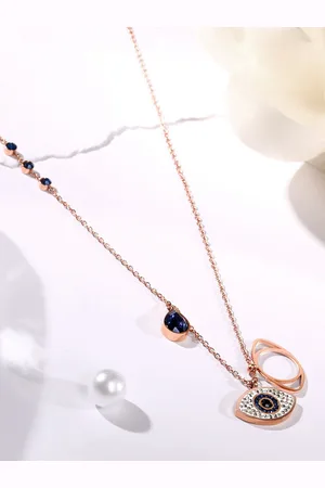 Asmitta Jewellery Rose Gold-Plated Cubic Zirconia Studded Pendants with Chains