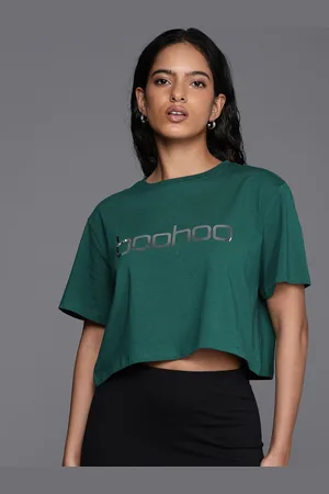 Boohoo Brand Logo Print Crop Top