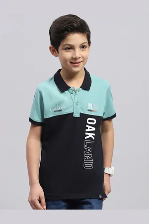 Monte Carlo Boys Colourblocked Polo Collar Applique T-shirt