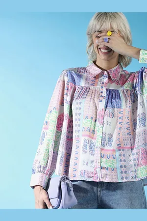 ONLY Ethnic Motifs Printed Gathered Casual Shirt