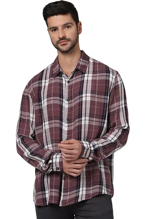 Celio Classic Tartan Checks Long Sleeves Spread Collar Opaque Checked Casual Shirt