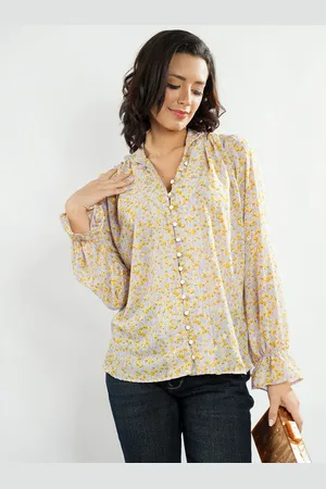 Stylecast Floral Print Puff Sleeve Shirt Style Top