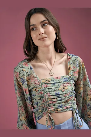 DressBerry Floral Print Crepe Styled Back Top