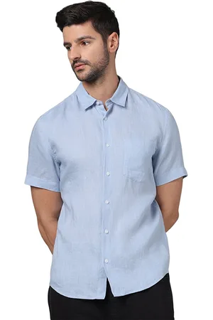 Celio Classic Short Sleeves Spread Collar Linen Opaque Casual Shirt