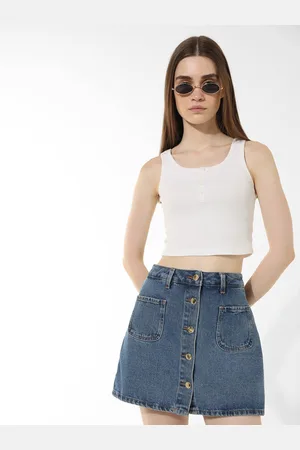 ONLY Pockets Detailed High Rise Denim Mini Skorts