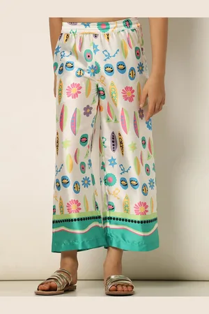 VERO MODA Girls Floral Printed Mid-Rise Culottes Trousers