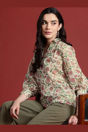 all about you Floral Print Cotton Shirt Style Top